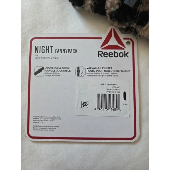 NWT - Reebok Night Fanny pack Adjustable w Pockets Leopard Print - Picture 6 of 13